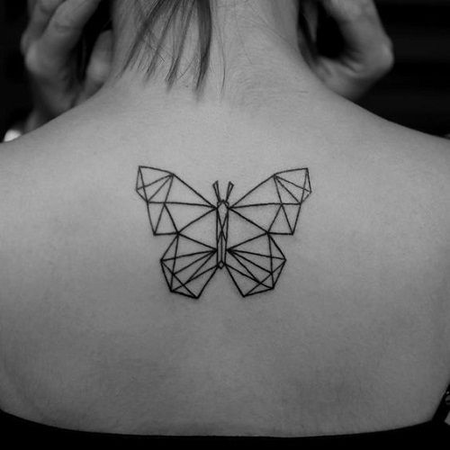Geometric Butterfly on Back Tattoos