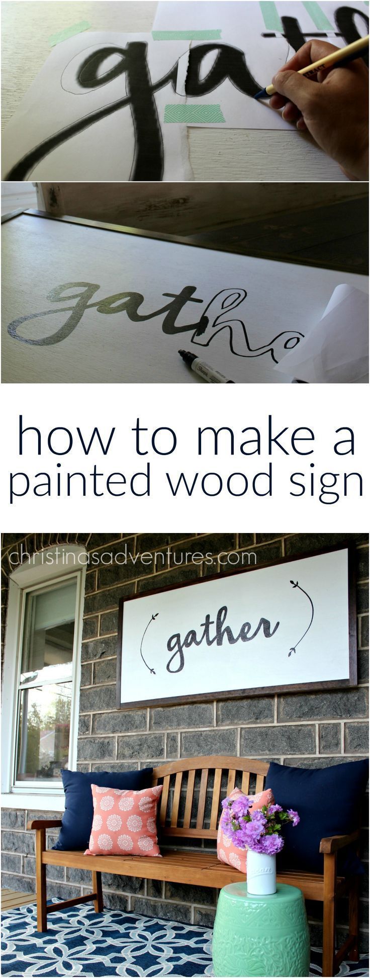 Great DIY tutorial for how to make a large painted wood sign – NO special tools required! Anyone could make this project!