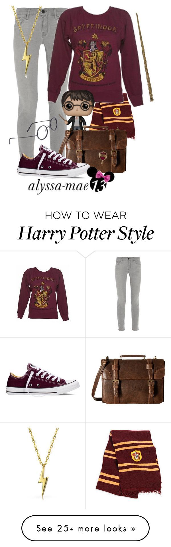 “Harry Potter // DisneyBound // Harry Potter” by alyssa-mae13 on Polyvore featuring Frame Denim, FunKo, Scully, Converse, Bling
