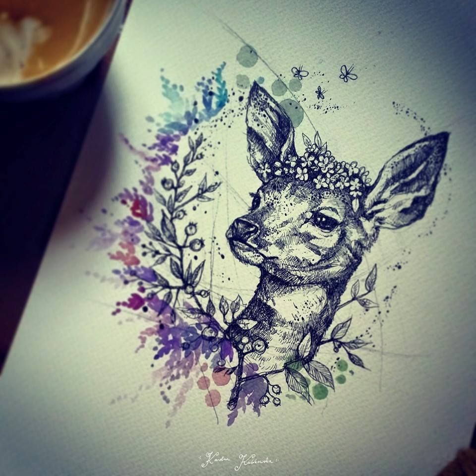 Karolina Kubikowska deer tattoo idea - awesome!!! (Emily's Moose)