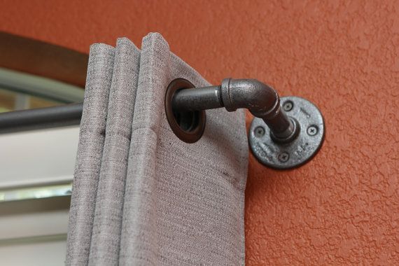 Long Industrial chic pipe curtain rod (0.5″ galvanized pipe)