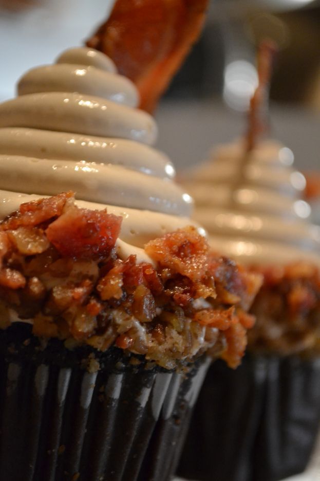 Maple Bacon Chocolate Cupcakes….I’m not a big bacon fan, but have friends that are.  They will devour these little beauties :-)