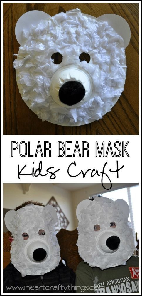 Paper Plate Polar Bear Mask Craft for Kids. Learn about arctic animals and make this fun Polar Bear Mask. Great preschool kids