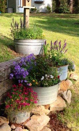 Rustic Container Garden….. awwwesome!!! Pinterest time is just fabulous artistic time spent enlarging my horizons!!!! Never knew