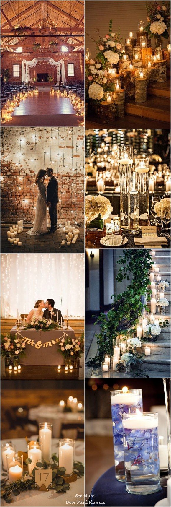 Rustic romantic wedding candle decor ideas / http://www.deerpearlflowers.com/wedding-ideas-using-candles/