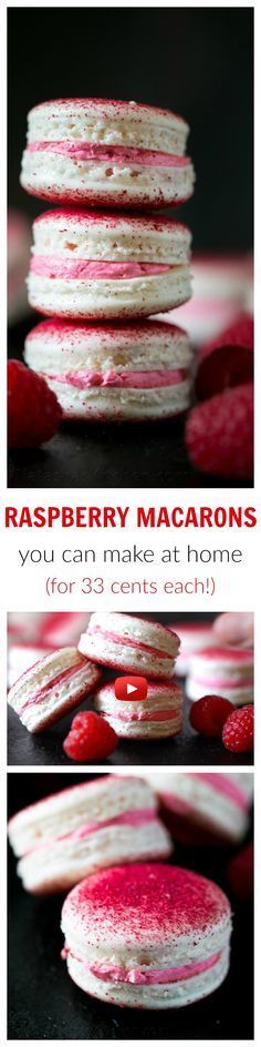 The best macarons recipe! These raspberry macarons are tangy, sweet and melt-in-your-mouth amazing! Watch this great step-by-step
