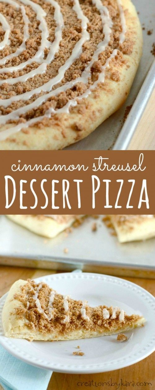 This Cinnamon Crumb Dessert Pizza recipe is inspired by the dessert pizza served at pizza restaurants. But it’s even better