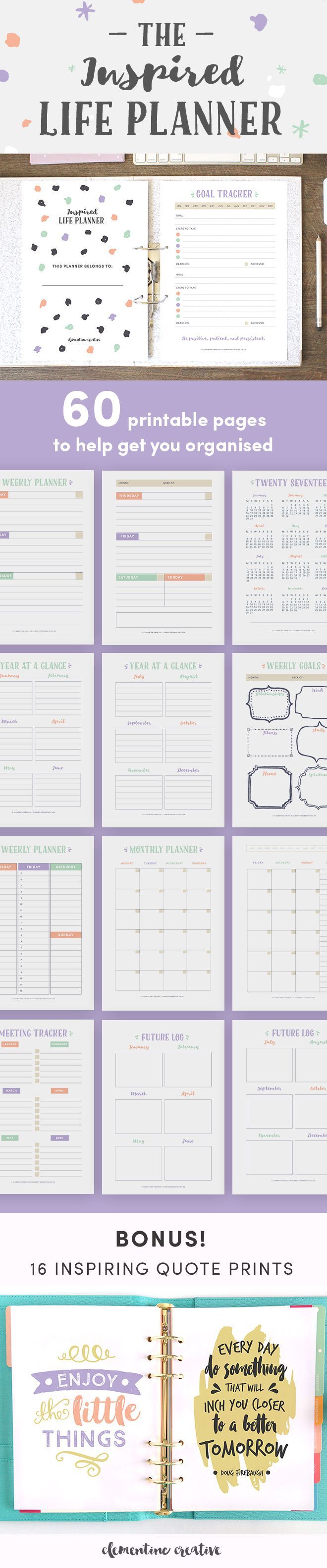 This printable life planner kit with 60 PDF pages will help you keep track of various areas in your life and as a result help you