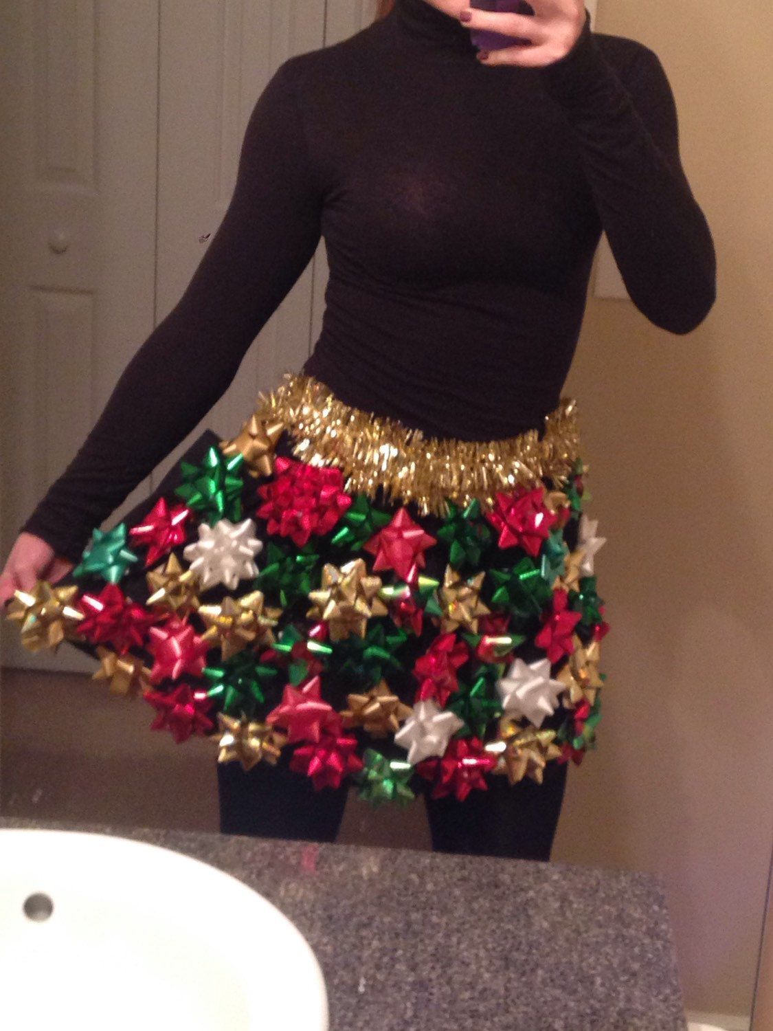 Ugly Christmas Skirt with Bows – Ugly Christmas Sweater Party by StaticThreads1 on Easy #uglychristmassweater