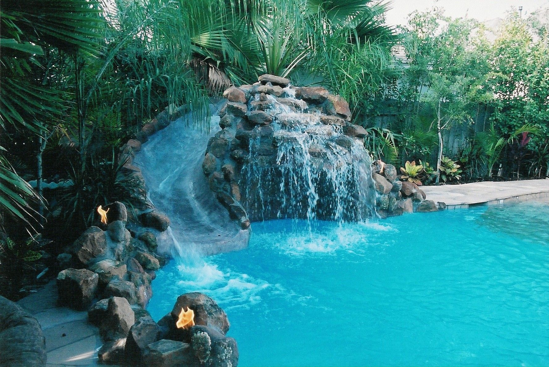 waterfall pool slide