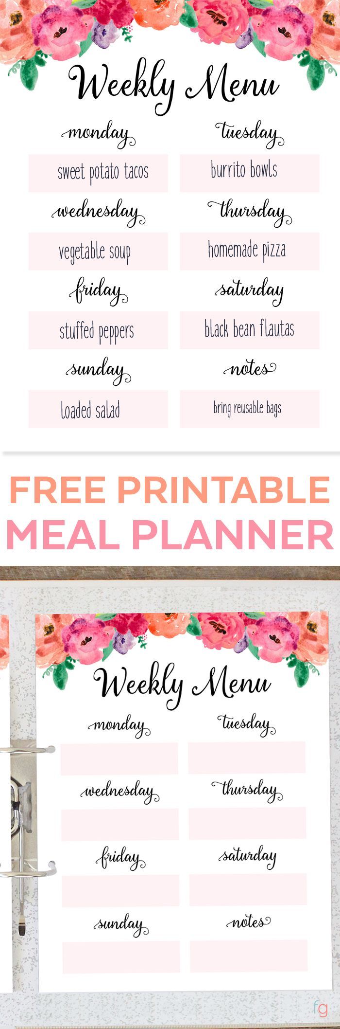 Weekly Meal Plan Printable Free Printable Weekly Meal Planner – Menu Plan Printable – Menu Planning Printable – Free Printables