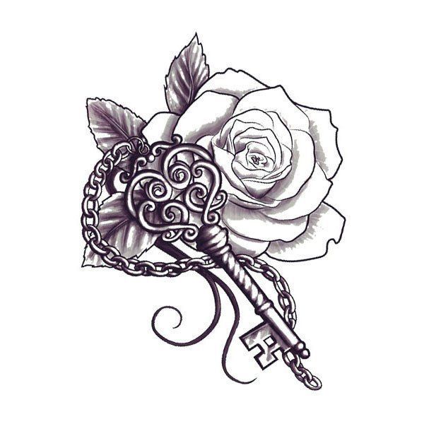 You hold the key to someone’s heart…but whose? This artistic Key and Flower tattoo design is mysterious and temporary! Sheet