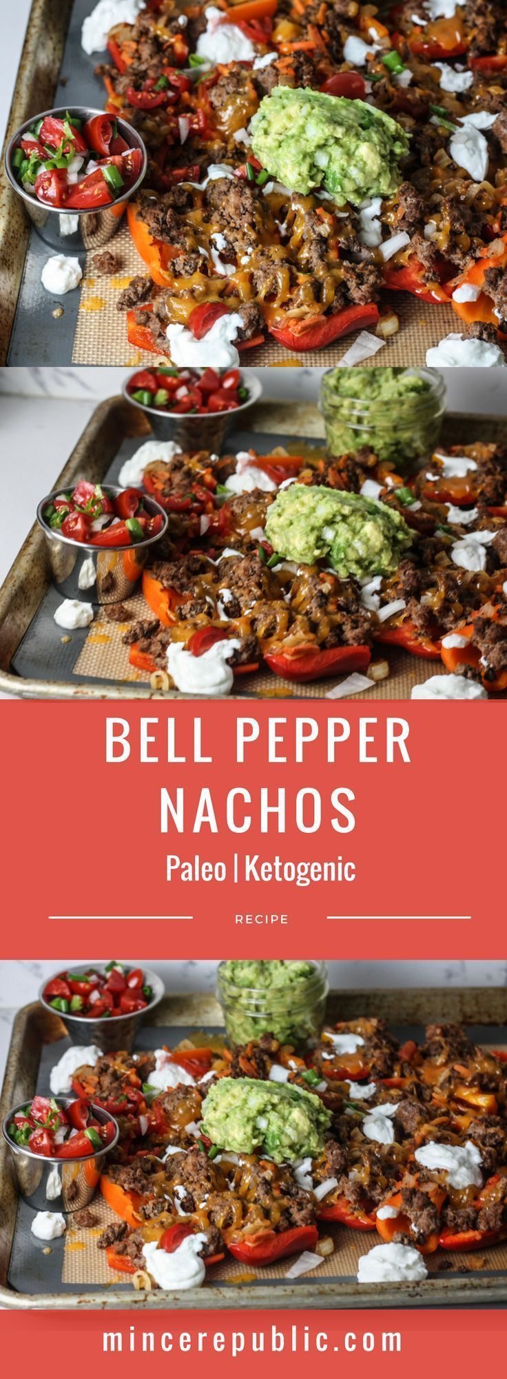 Bell Pepper Nachos recipe with Pico de Gallo and Guacamole | Paleo & Keogenic, low carb | mincerepublic.com