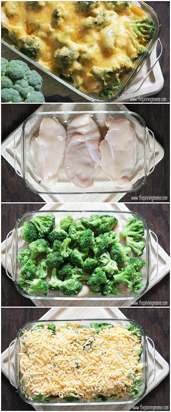 Broccoli & Cheddar Cheese!  My FAVORITE flavor combo!!!  This easy Broccoli Cheese Chicken Bake recipe can be prepped in 10