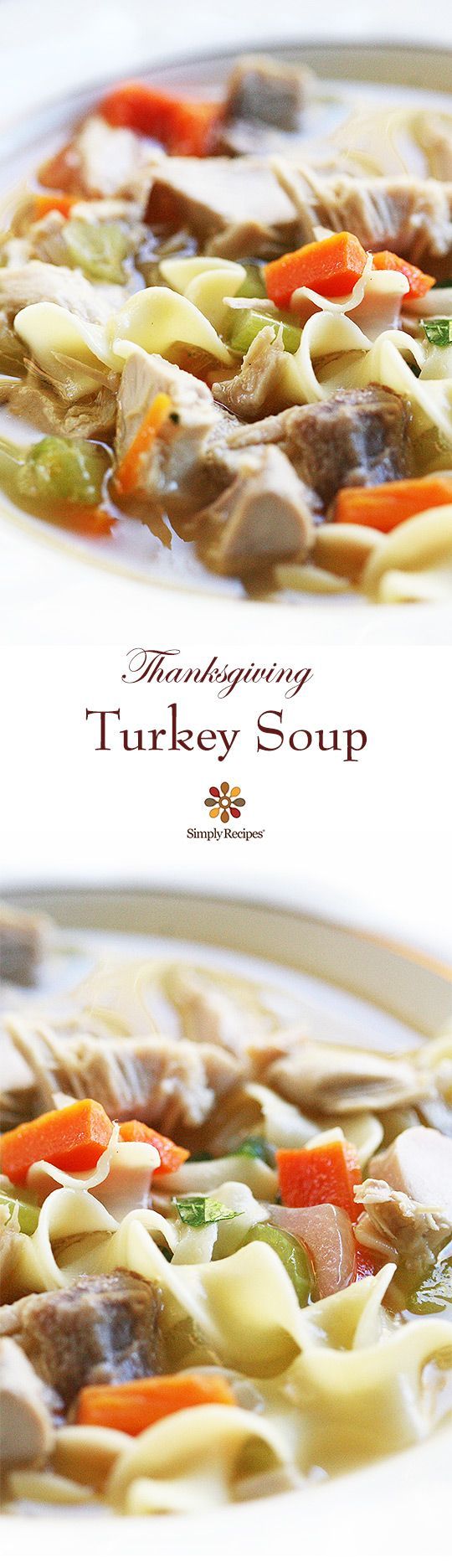 Classic turkey soup recipe! Every Thanksgiving my mother takes what’s left of the turkey carcass and makes a delicious turkey soup