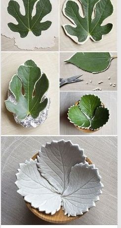 clay leaves – make a bowl out of different leaves / …