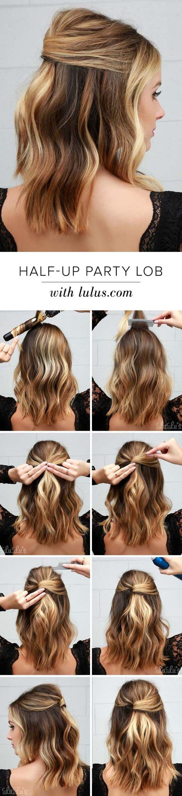 Cool and Easy DIY Hairstyles – Half Party Lob – Quick and Easy Ideas for Back to…