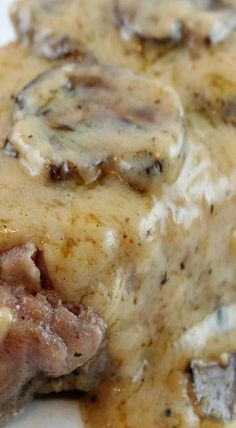 Garlic Butter & Mushrooms Baked Pork Chops _ Delicious & easy with a flavorful butter sauce that compliments the meal perfectly.