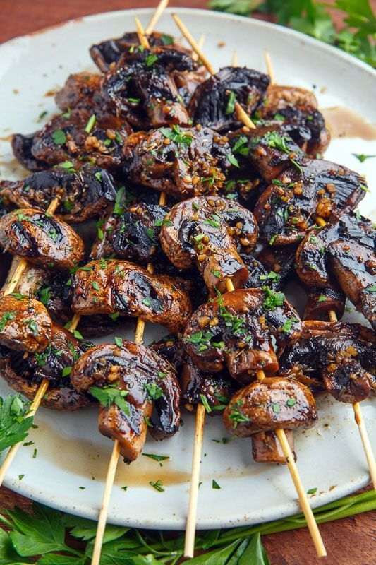 Grilling for vegetarians! You can serve these mushroom skewers as a main to a vegetarian meal, or as a side with grilled meat or