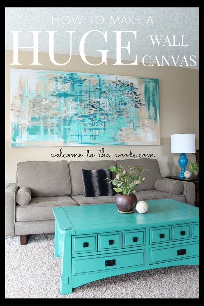 How to make a HUGE wall canvas for decor in your living room! DIY this decor from a curtain panel and old 2 x 4 wood.