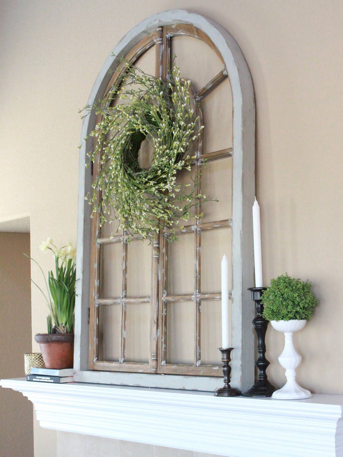 I am loving how they are using the old window frames!  pinned by handpainted furniture www.handpaintedbycookie.com