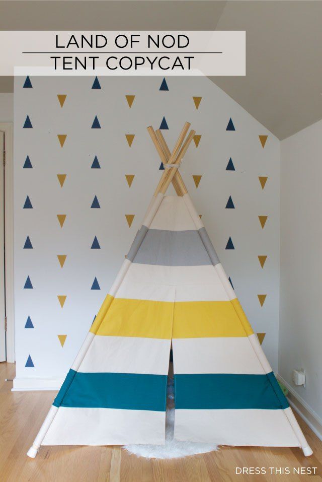 I made a teepee for my sons’ room inspired by Land of Nod. Find out how here with detailed instructions and a pattern to make it