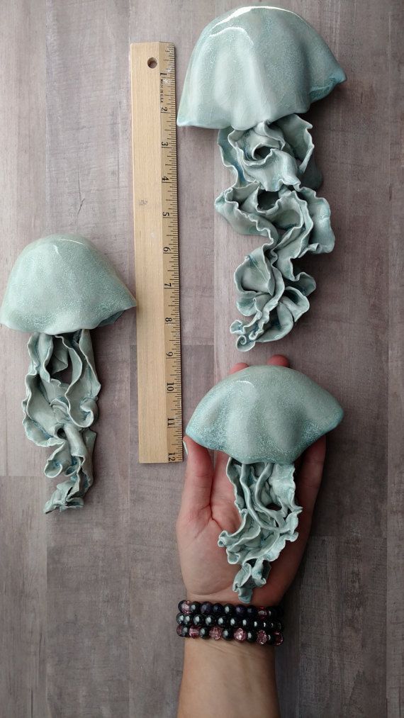 Jellyfish wall sculptures. Set of 3. Dimensional wall art for a pop of fun. If youre looking for wall art ideas, these have a