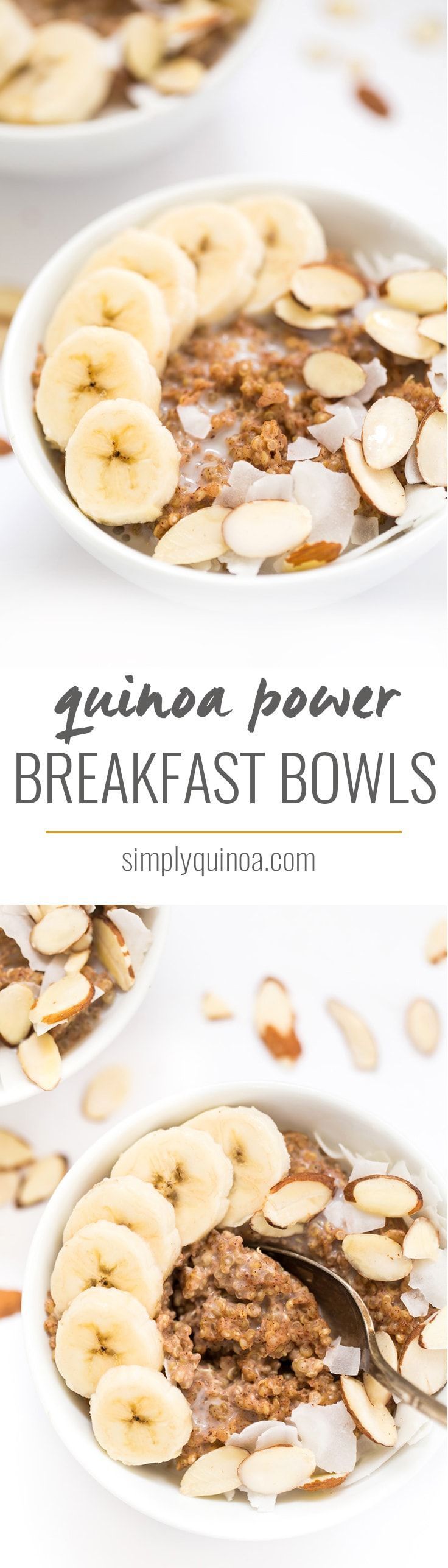 Kick start your day with these delicious QUINOA POWER BREAKFAST BOWLS! They’re a cinch to make, are packed with protein and will
