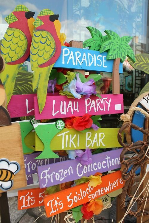 luau party—-fun directional sign to point guests in the right direction!!!