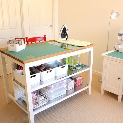 Nearly finished organising my sewing room. The Stenstorp Kitchen Island is the…