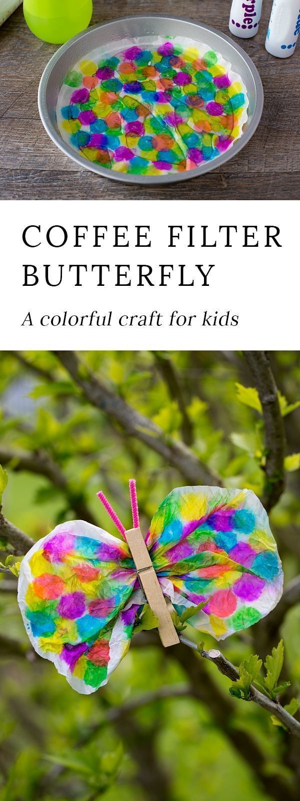 Not only is this Coffee Filter Butterfly Craft lovely, but it is packed with fine-motor skills. Dabbing, squeezing, scrunching,