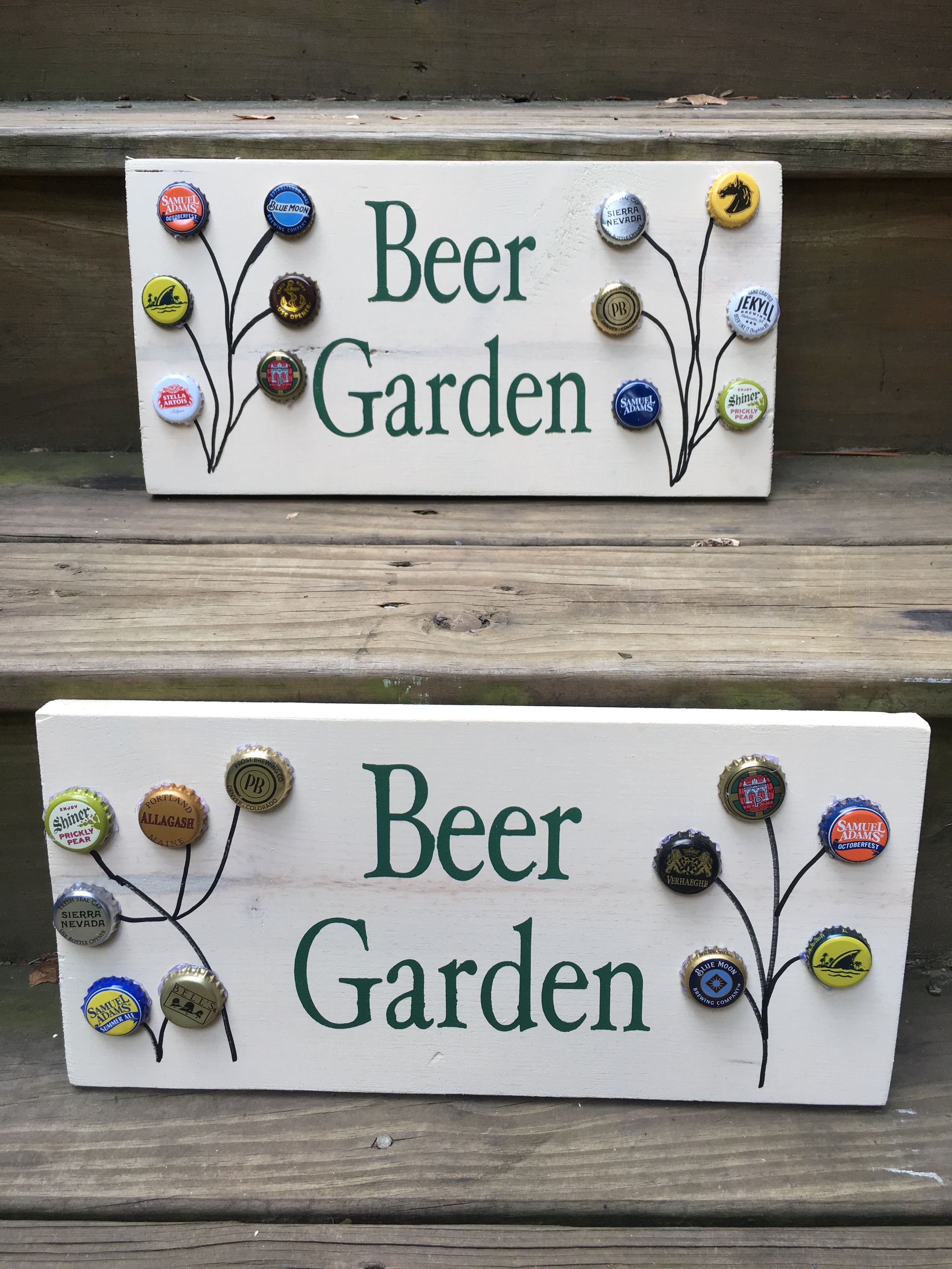 Pallet sign beer caps art paint the caps instead an write familys name ..garden or something instead of beer