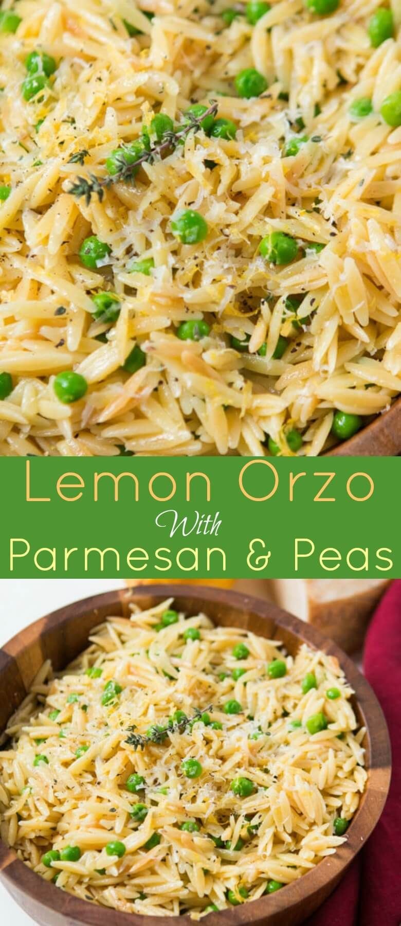 Quick and Easy Lemon Orzo with Parmesan and Peas via @ohsweetbasil