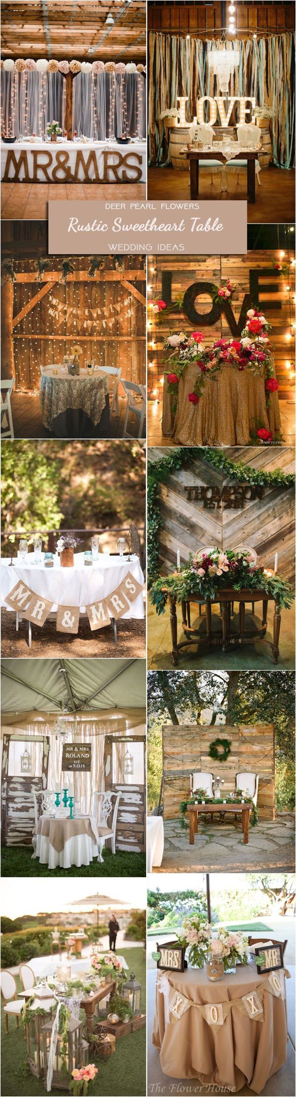 Rustic country wedding ideas – rustic sweetheart table decor for wedding reception /