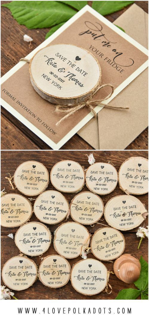 Save the Date with wooden magnet