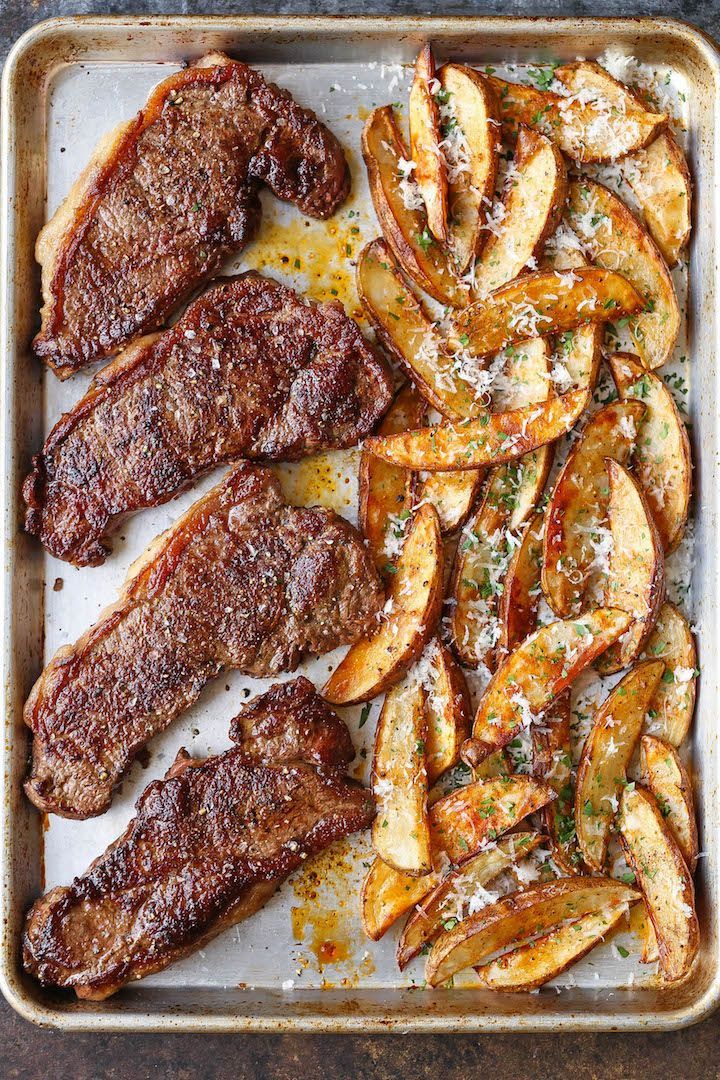 Sheet Pan Steak and Fries – The classic steak and fries easily made right on a sheet pan on ONE PAN! Bake your fries first, then
