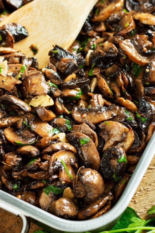 These baked garlic parsley mushrooms go with practically anything: on toast, mixed into some fresh pasta, or even in an omelet!