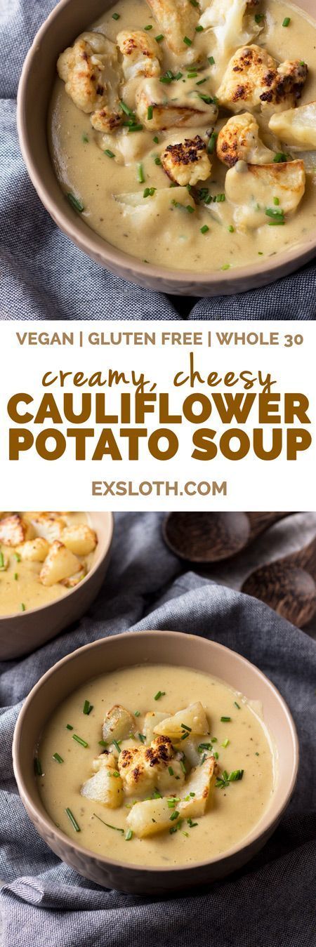 This cheesy vegan cauliflower soup is creamy, filling and bursting with flavour. It’s also gluten-free, Whole30 approved and
