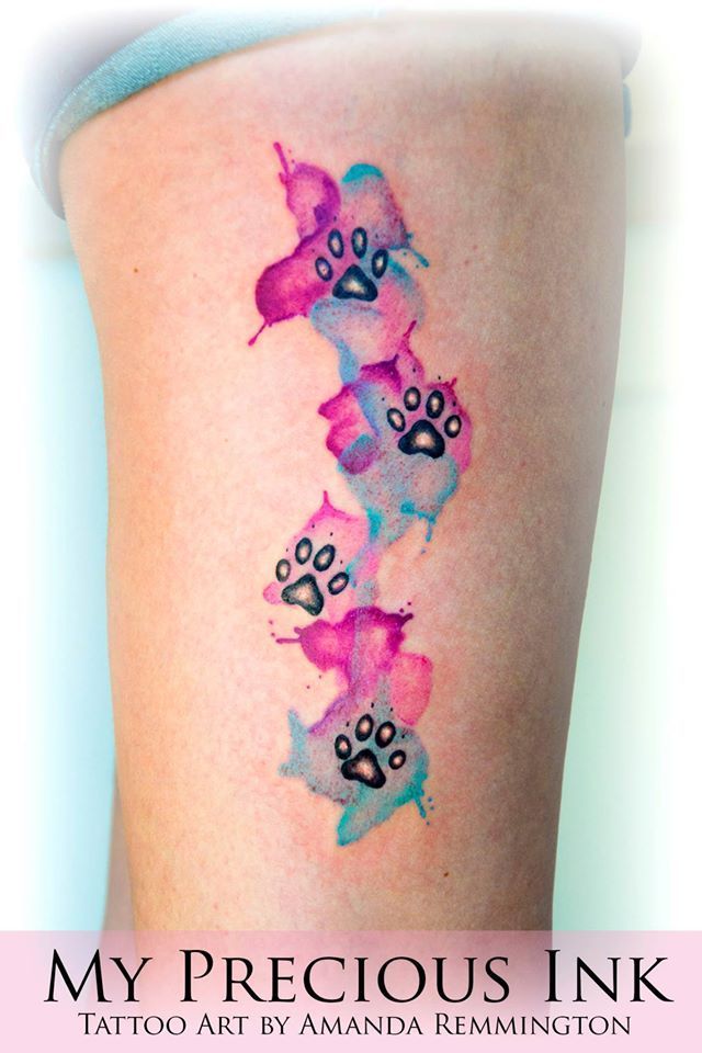 Watercolor dog paw tattoo, I’d like something like this with my cats paws!