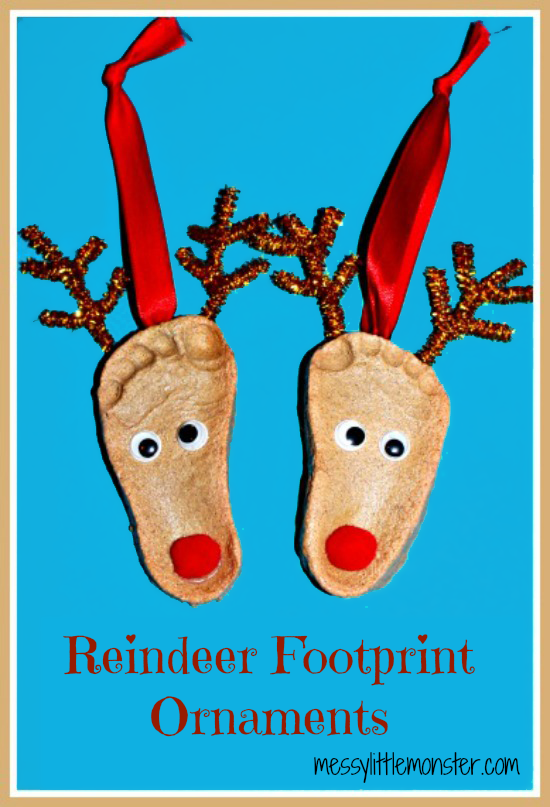 We love salt dough crafts! Here are some adorable Reindeer Footprints Ornaments that you can easily make yourself using a homemade