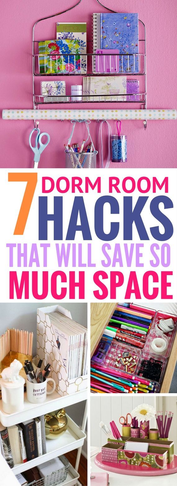 7 Dorm Room Hacks And Organization Tips To Create More Space – Totally love these dorm room ideas! Easy and simple ways to