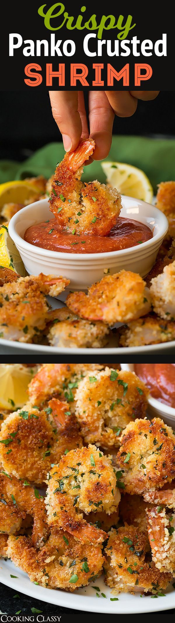 Crispy Panko Shrimp with Cocktail Sauce from @cookingclassy  | This easy shrimp recipe is perfect for a dinner party appetizer.