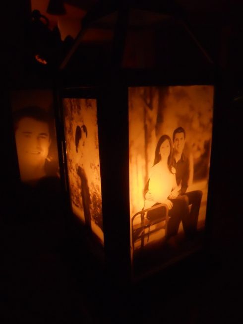 DIY Photo Lantern. These would make great table numbers/centerpieces at a wedding