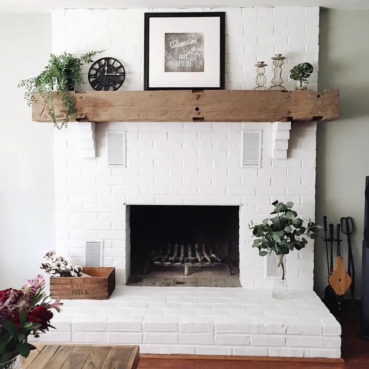 “It only took a few years to convince @Tim Fair to paint our fireplace brick white, haha! Couldn’t be more in love with how it