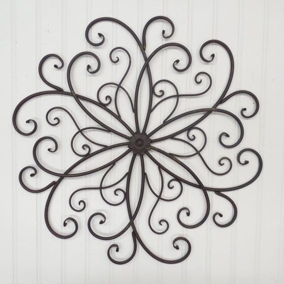 Large Wrought Iron Wall Decor-You Pick Color(s)/ Metal Wall Decor/ Rust/Wrought Iron/Flower/Scroll/ Bedroom Wall/ Garden