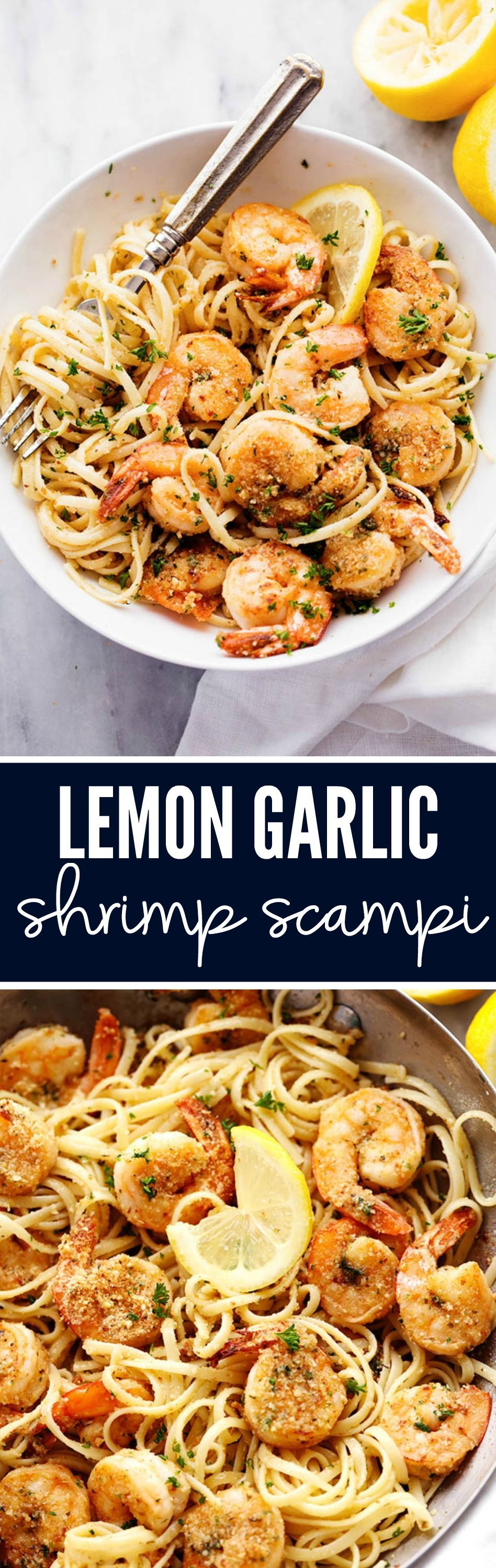 Lemon Garlic Shrimp Scampi is a delicious 30 minutes meal that cooks in a buttery lemon garlic sauce and breaded with a parmesan