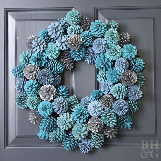 Make a pretty wreath for the holidays (or any time of year!) with pinecones, spray paint, and a few other basic craft supplies.