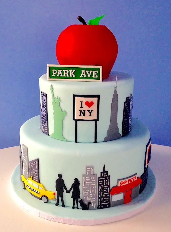 New York City themed Cakes | New York City themed cake celebrates a couples favorite location.