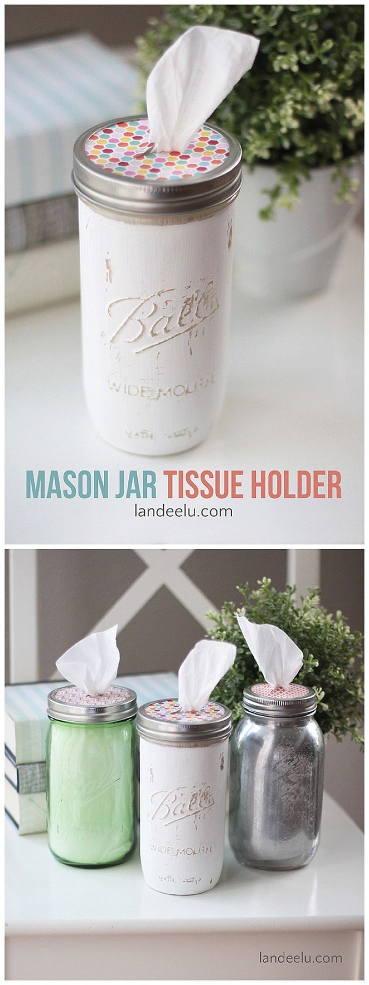 These fit PERFECTLY in the cupholder in most cars! Do it Yourself Mason Jar Tissue Dispenser Tutorial Landeelu – The BEST Do it