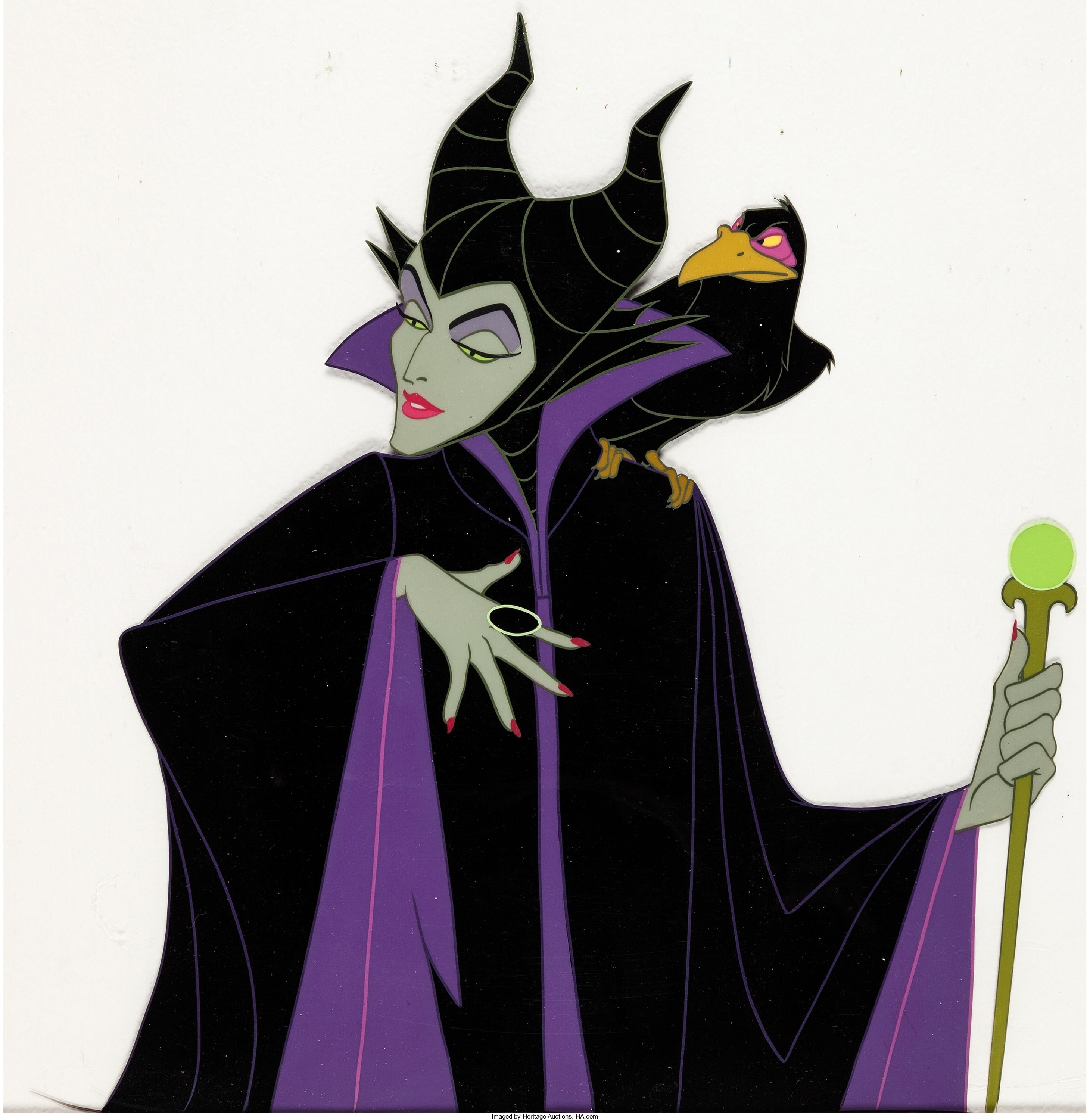 Sleeping Beauty Maleficent and Diablo Production Cel (Walt Disney, 1959). An exceptional hand-inked, hand-painted 16 field production cel of Maleficent, with her pet raven, Diablo. -   20 disney tattoo maleficent
 ideas